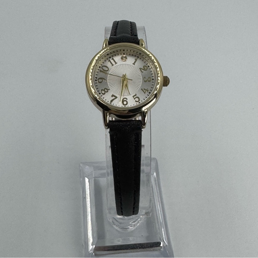 Time & Tru Easy Read Crystal Accent Womens Watch Gold & Silver Tone Working